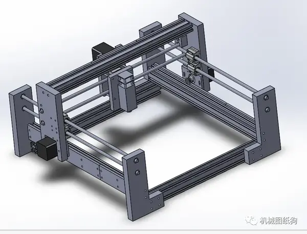 工程机械用同步带齿条diy激光雕刻机3d图纸solidworks设计