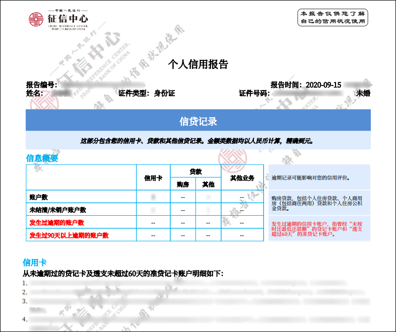 (个人信用报告样例)个人征信主要包含以下信息:1,个人的基本信息主要