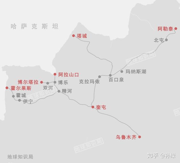 东西向可连接内地,首府,石河子与阿拉山口,霍尔果斯两大口岸