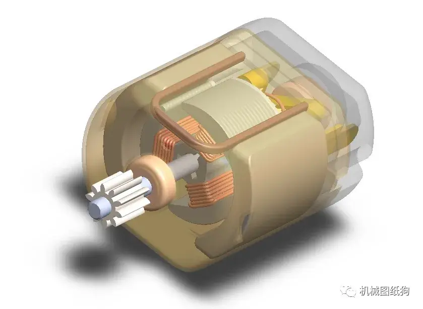 发动机电机dcmotor小直流电动机模型3d图纸solidworks设计