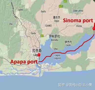 中尼物流专线内河码头  sinoma建成后,货船进入  拉各斯apapa港航道