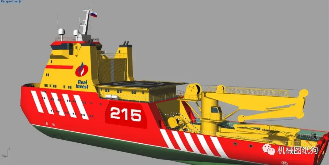 海洋船舶icebreaking破冰船造型3d模型图纸rhino设计附stp格式