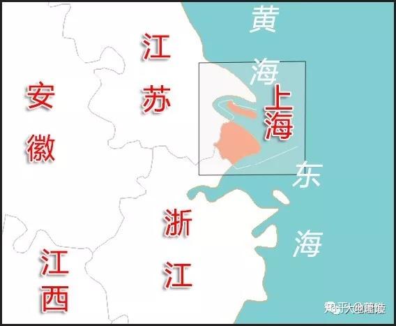 上海地理位置图(红色为上海陆地区域)/ 制图-大地理馆