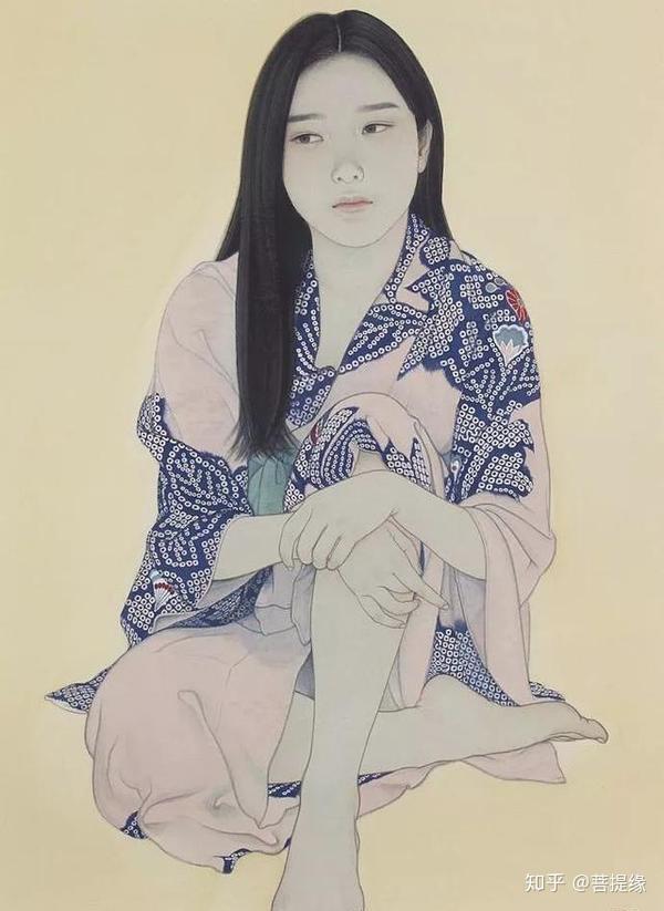 岛国美女画家用工笔画出唯美的绘画女性人体作品