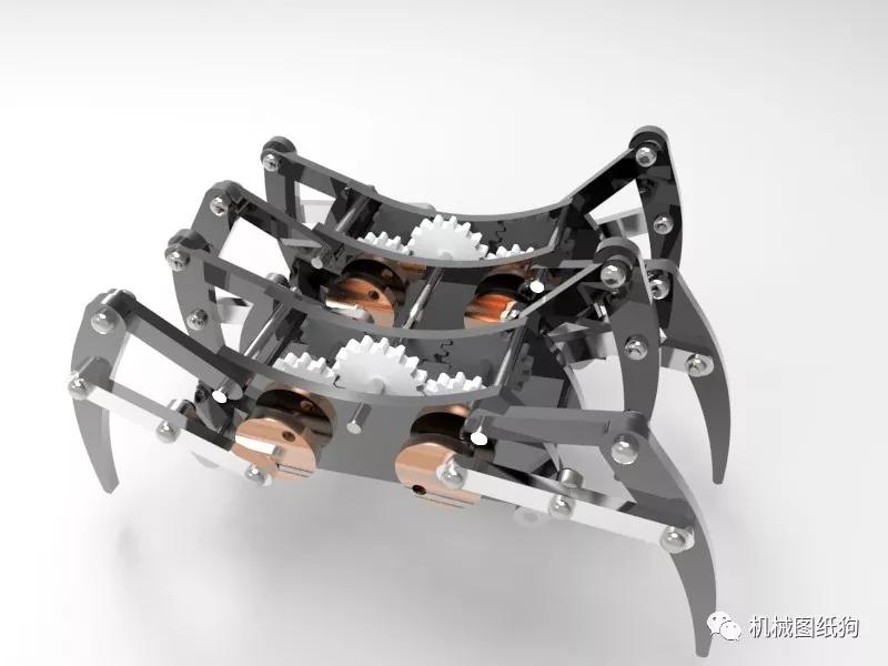 【机器人】spider robot仿蜘蛛八足结构3d图纸 solidworks设计