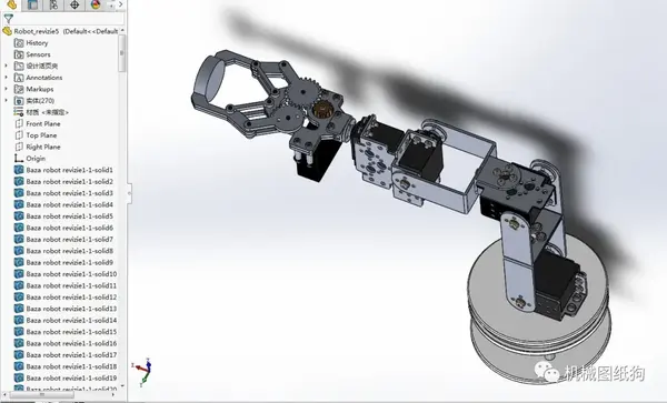 【机器人】5dof robot revizie简易五自由度机械臂3d图纸 solidworks