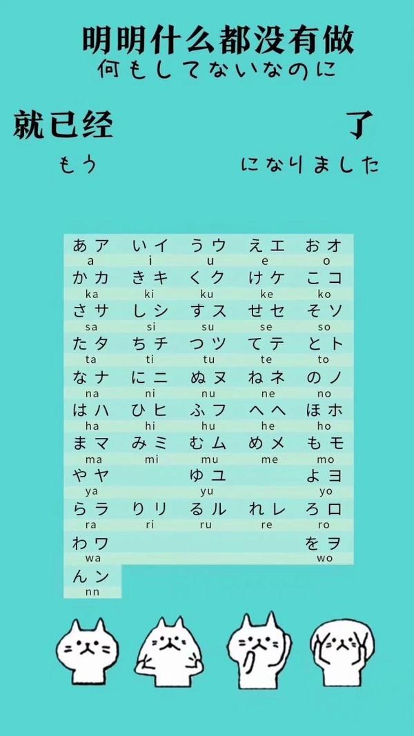 日语初学者福利:五十音图手机壁纸(无水印)