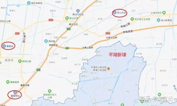 平湖新埭边界与上海金山高铁北站