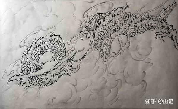 中国龙画法—水墨龙图定制—由龙设计
