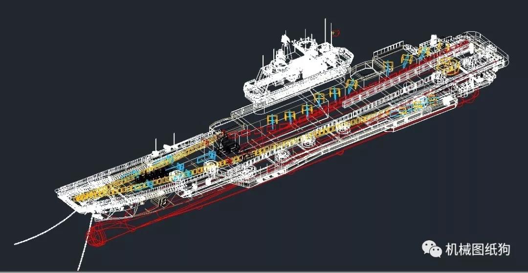 【海洋船舶】辽宁号航母及舰载机3d图纸 autocad设计