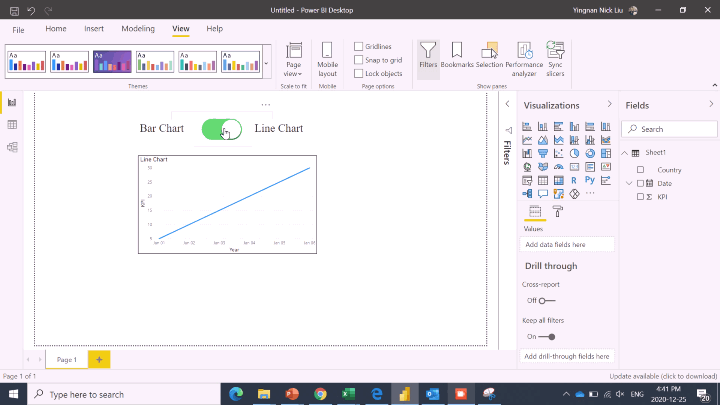 直接效果图:一键切换line bar chart