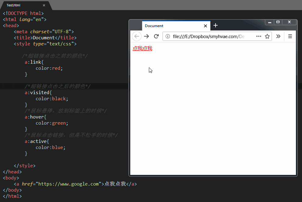 对应的代码如下: ```html ``` 记住,在css中,这四种状态 必须按照