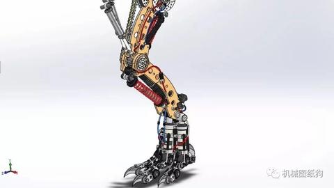 【机器人】t-rex机械怪兽腿3d模型图纸 solidworks设计 mp.weixin.qq.