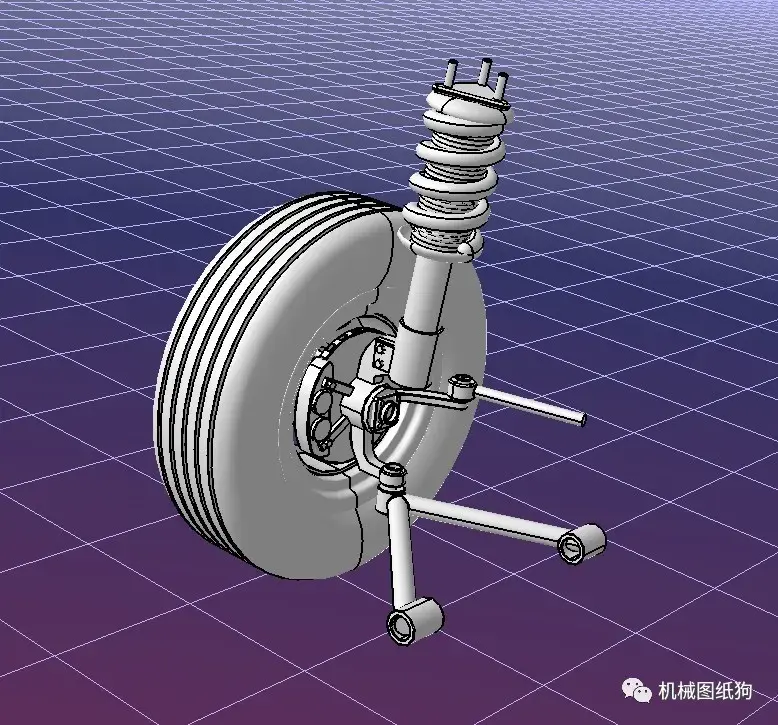 工程机械麦弗逊悬架模型设计3d图纸igs格式