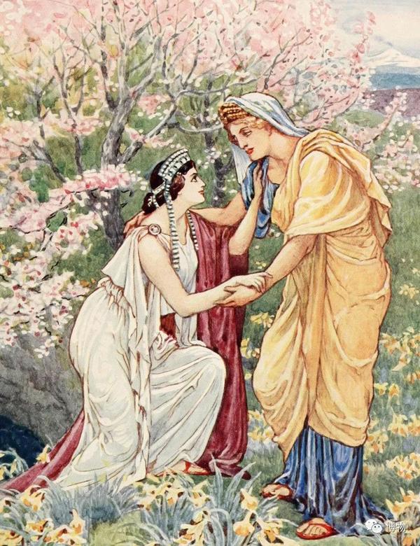 女儿帕尔赛福涅(左)和女神德墨忒尔(右)