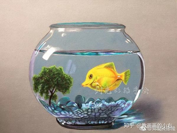 绘画艺术丨彩铅教程--九个步骤教你画一个牛逼的鱼缸