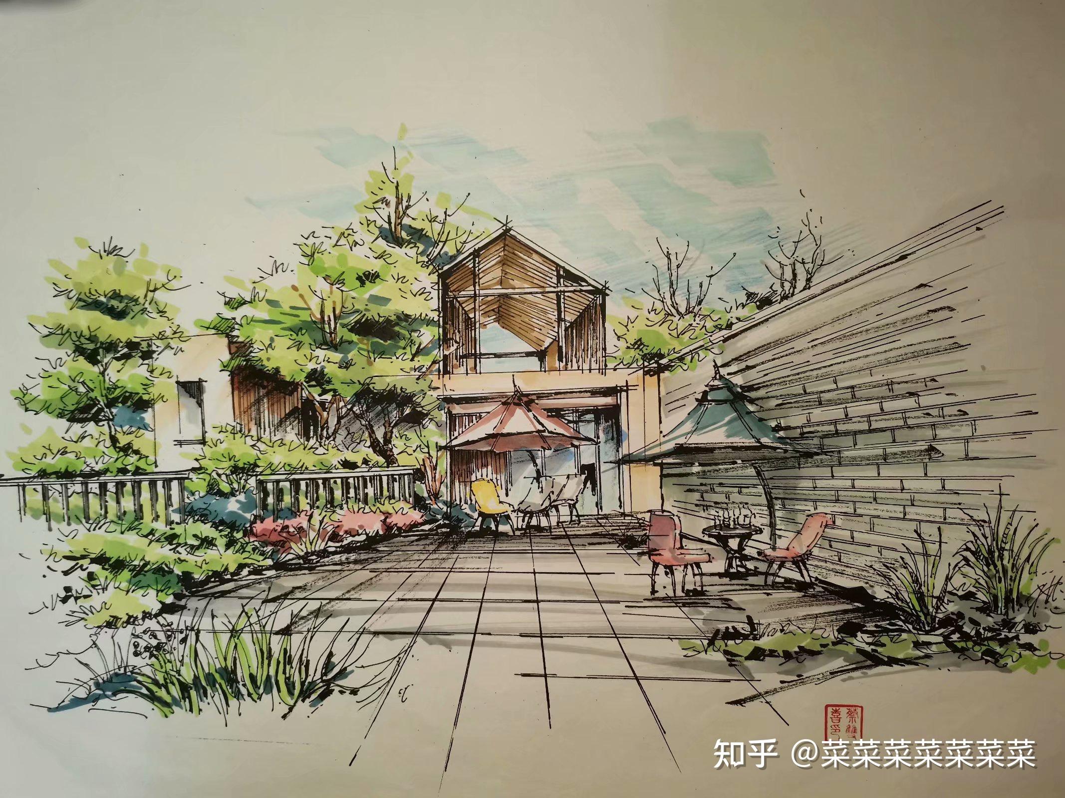 可接建筑 风景 室内马克笔手绘