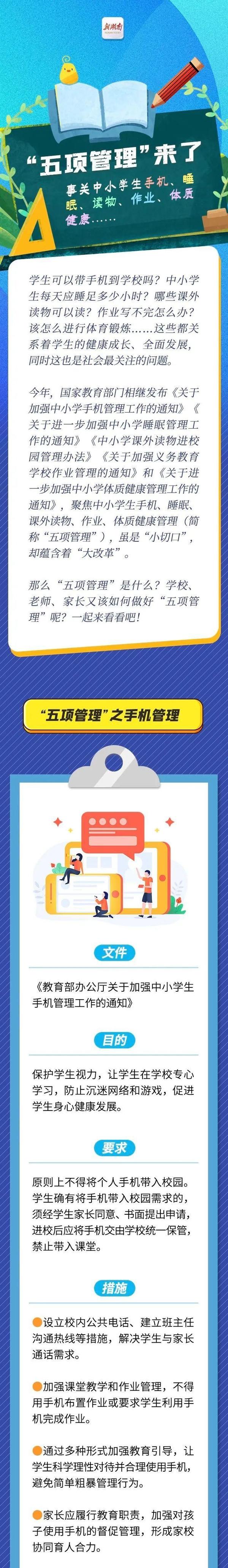 "五项管理"来了 事关中小学生手机,睡眠,读物,作业,体质,健康