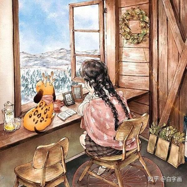 温暖单身插画,寂寞并快乐的享受一个人生活