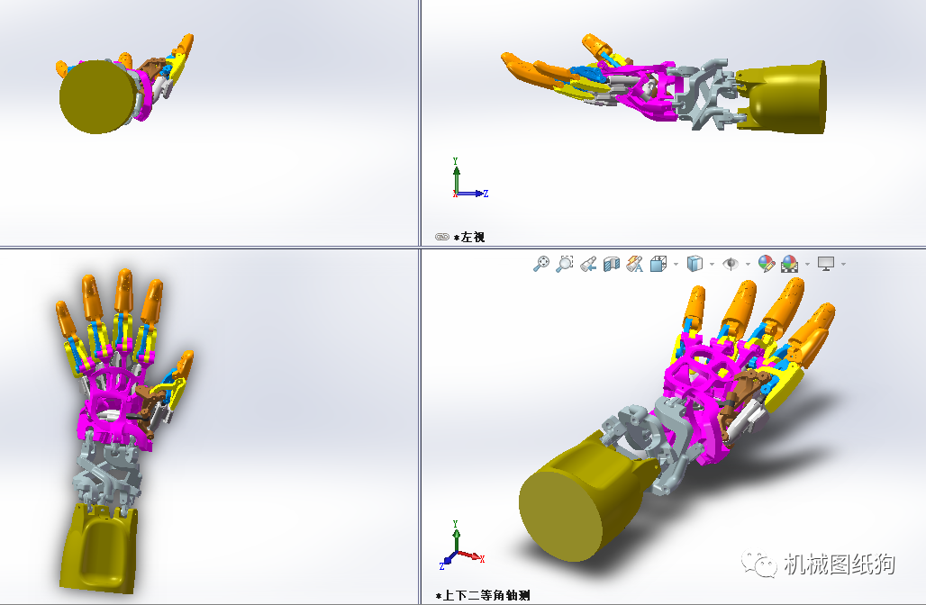 机器人mano仿生机械手掌结构3d图纸xt格式