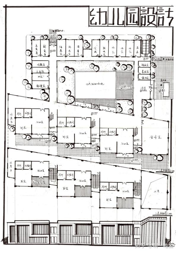 今日分享三:幼儿园设计(第一弹-大禹手绘建筑快题优秀作品欣赏