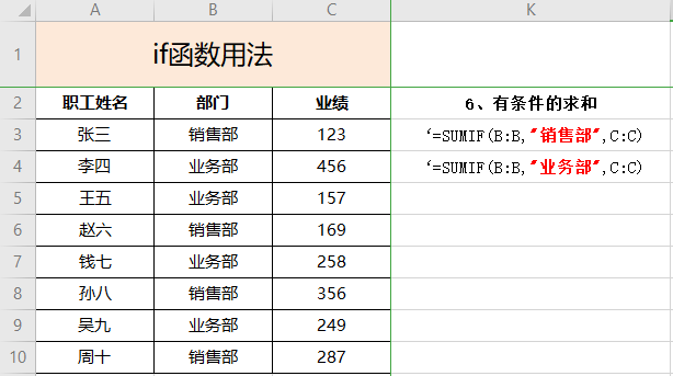 常用excel函数公式if/sumif/countif的详细用法(建议收藏)