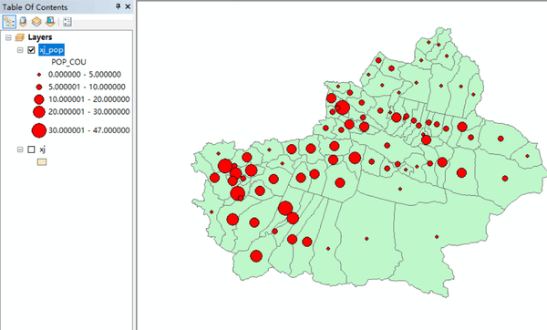 (49)专题图制作之人口地图(2)——新疆行政区人口分布
