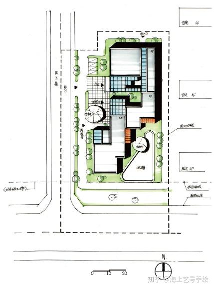 设计手绘建筑快题设计总平面图怎么表现