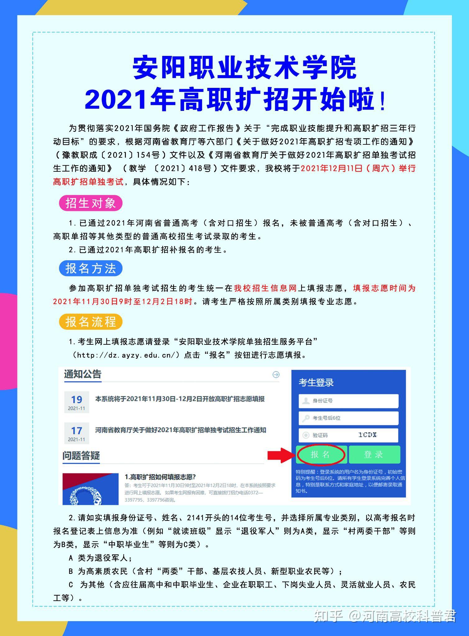 2021安阳职业技术学院扩招专业正式发布这两天会陆续更新