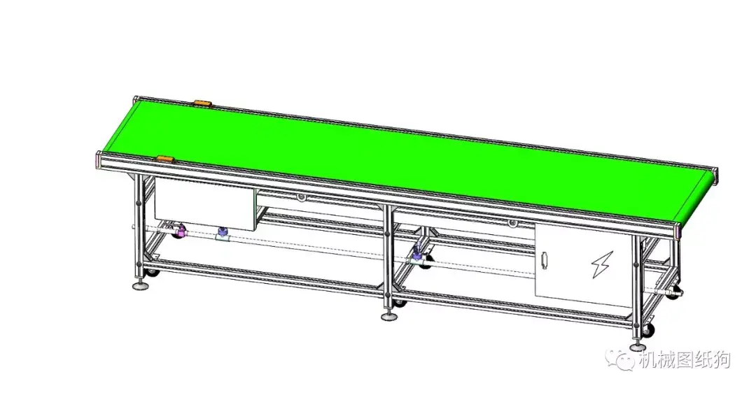 工程机械单层皮带线3d数模图纸solidworks设计