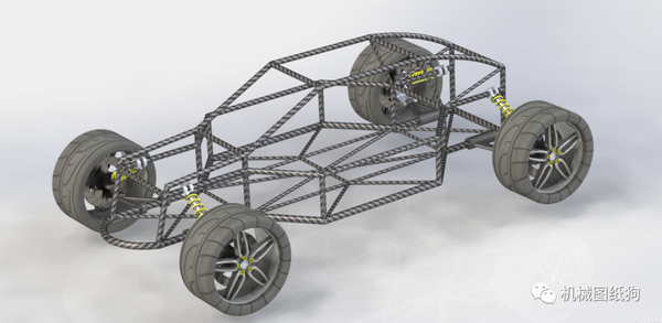 卡卡赛车doancu钢管车简易结构3d图纸solidworks设计