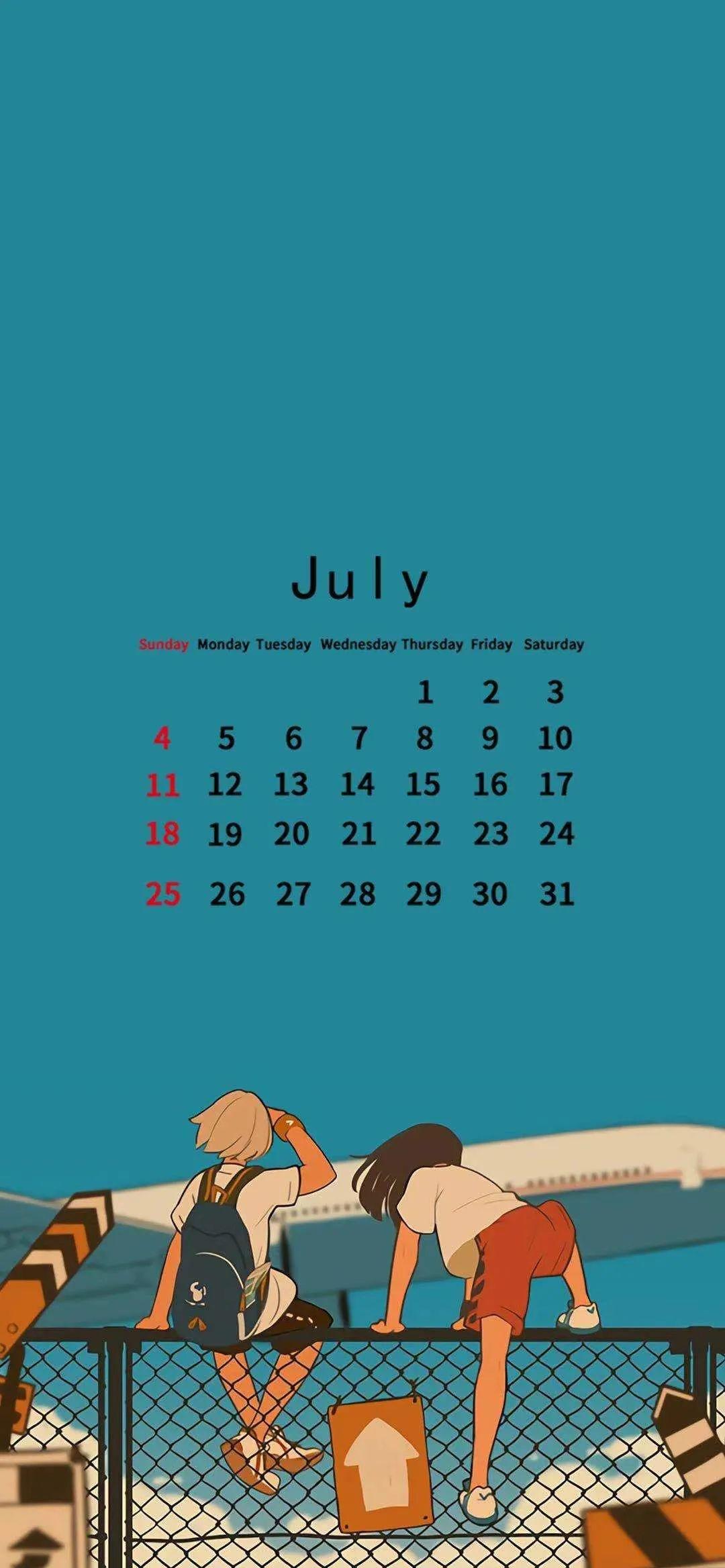 七月专属日历壁纸