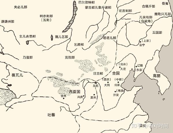 当时的蒙古联盟四面环敌,北方是森林部落和蔑儿乞人,东南方是世仇