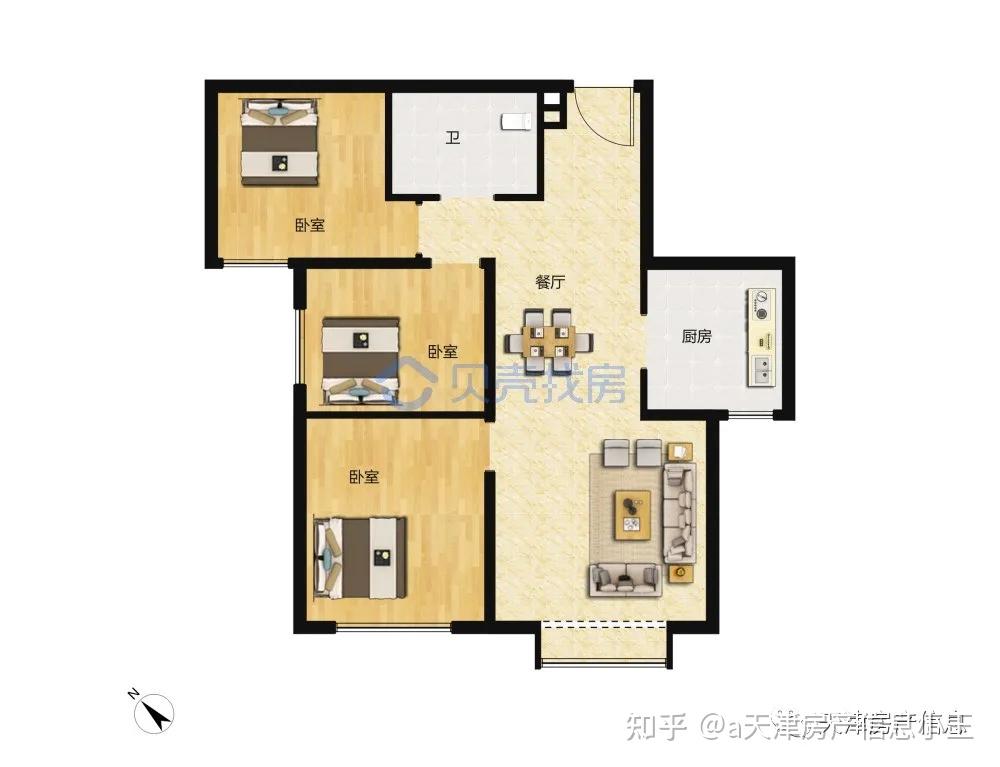 70平米两居80平米3居天津刚需户型越来越紧凑