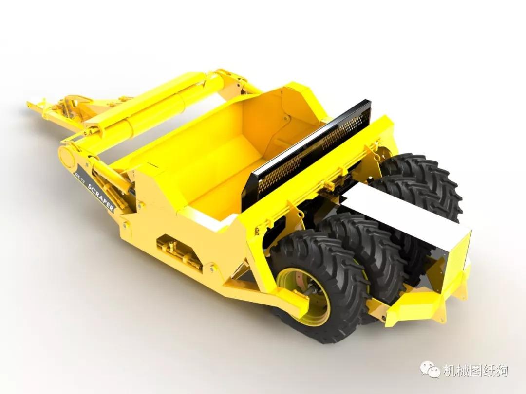 road scraper,earthscraper 【工程机械】scraper gs-72工程拖车3d模型图纸