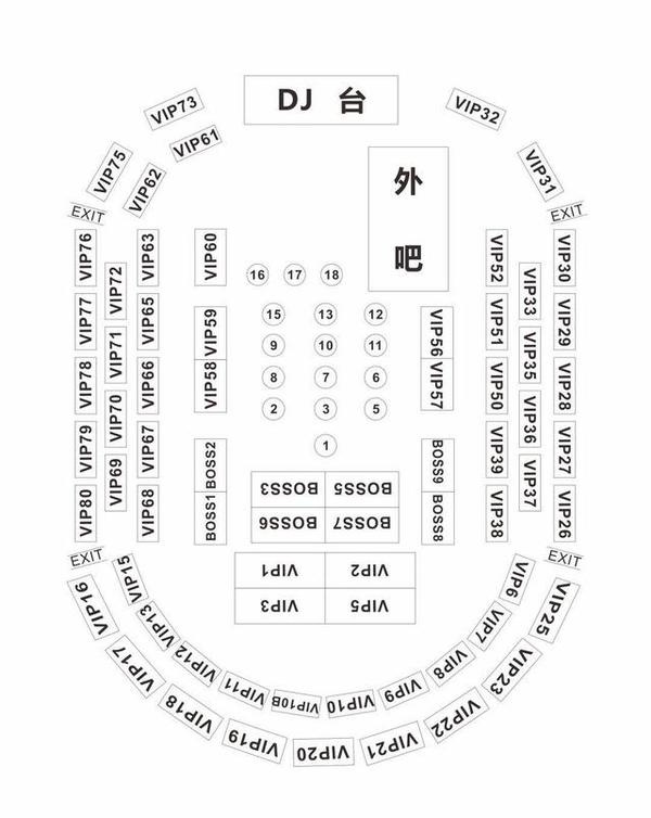 地形图是卡座和散台的分布图,低消方案则是每种卡座的最低消费价格表