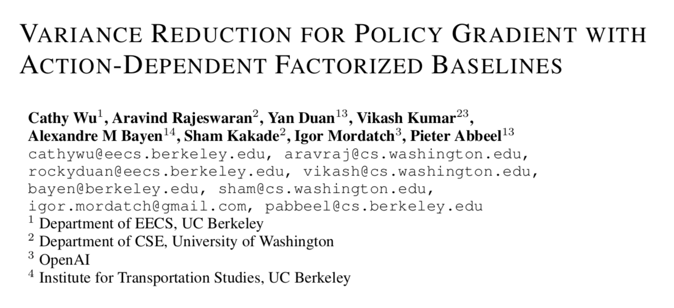 【强化学习 46】action-dependent baseline