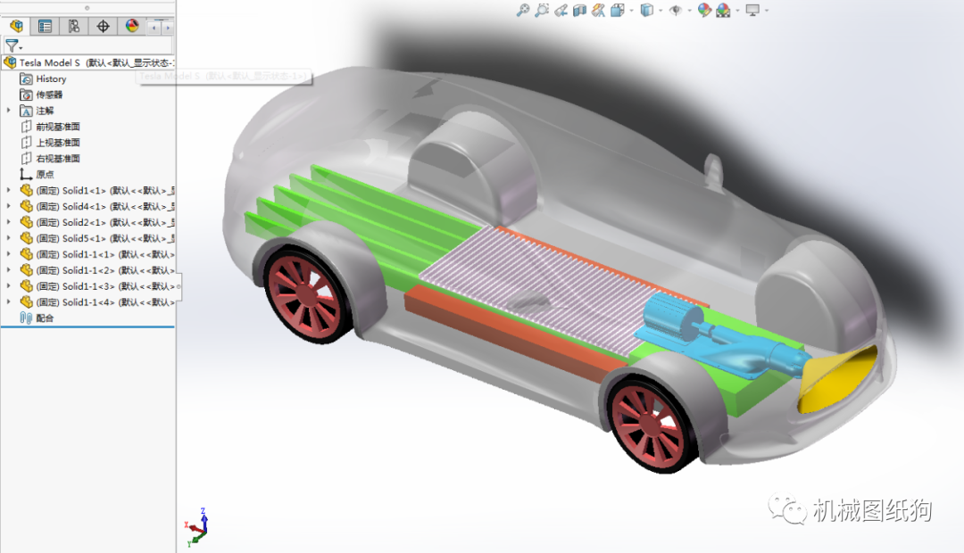 【汽车轿车】tesla model s特斯拉简易结构模型3d图纸