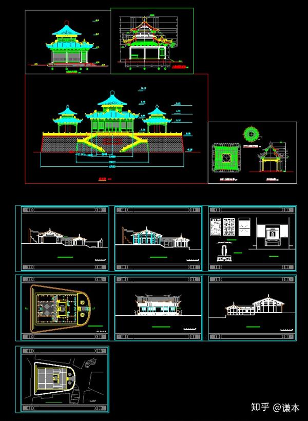 这是一个整体的古代建筑图,古代城楼的设计图纸.