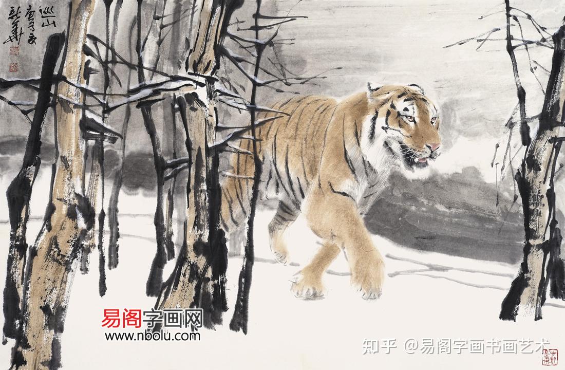 葛新华先生,飘逸的白须,从容的心态,他的老虎作品有着祥和欢乐的意趣