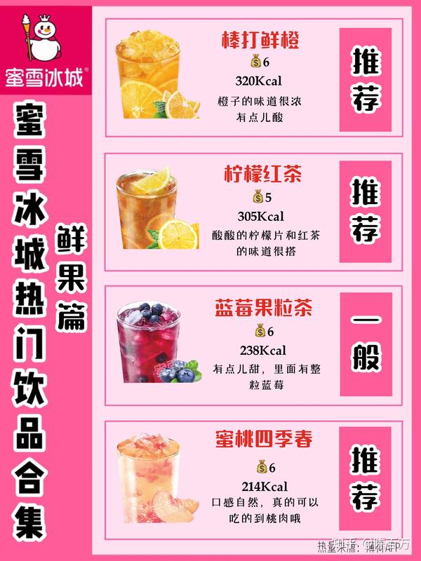 奶茶控看过来75蜜雪冰城热门饮品合集