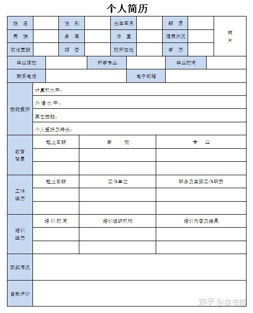 但这张表格并不是一般的表格,它是一份"简历".