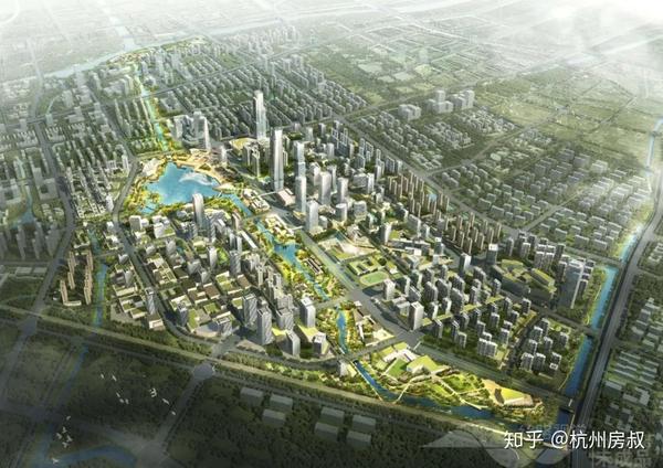 良渚新城国际商务区核心区鸟瞰效果图