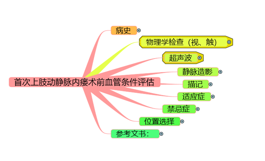 思维导图首次上肢动静脉内瘘术前血管条件评估