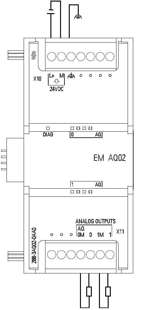 另一款模拟量输出模块em aq04有四路模拟量输出,可以输出±10v