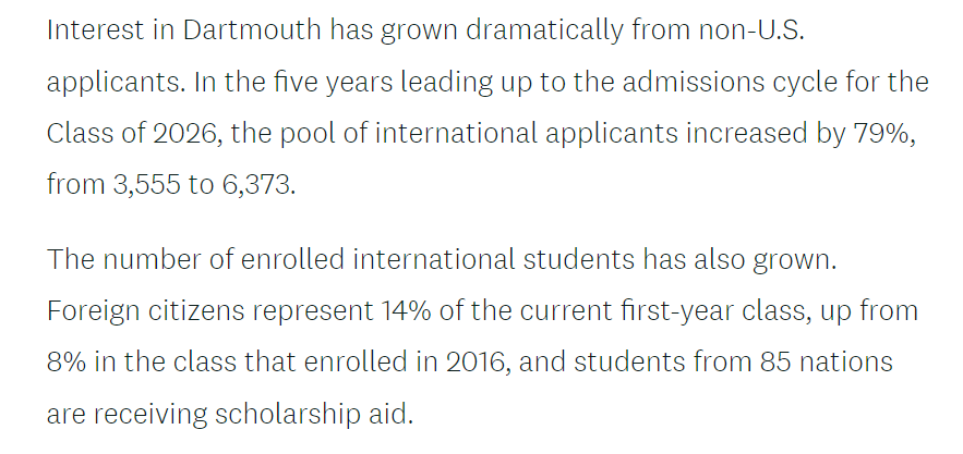 继普林斯顿耶鲁mit后达特茅斯官宣对国际生采用needblind录取即日生效