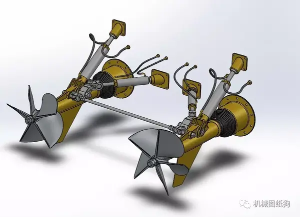 【工程机械】船舶驱动推进螺旋桨结构3d图纸 solidworks设计