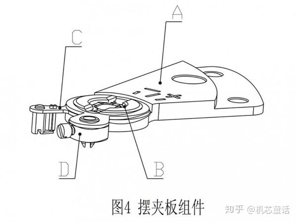 这个外桩部件的设置就是为了调整游丝外端曲线的位置,从而保证了游丝