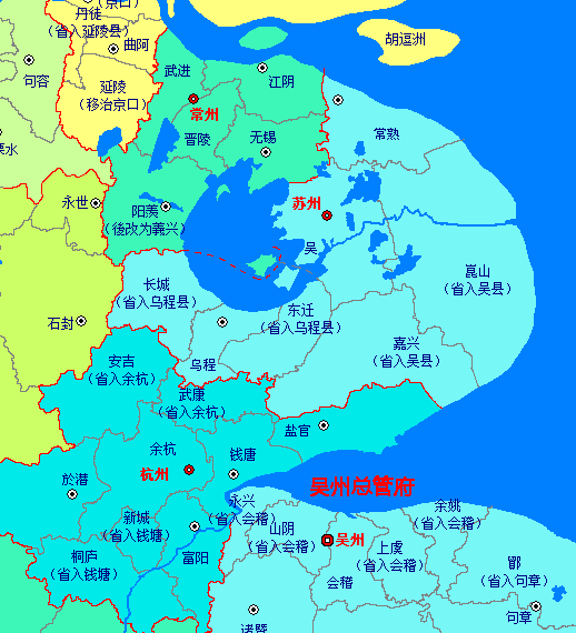 隋朝初年长三角分县地图