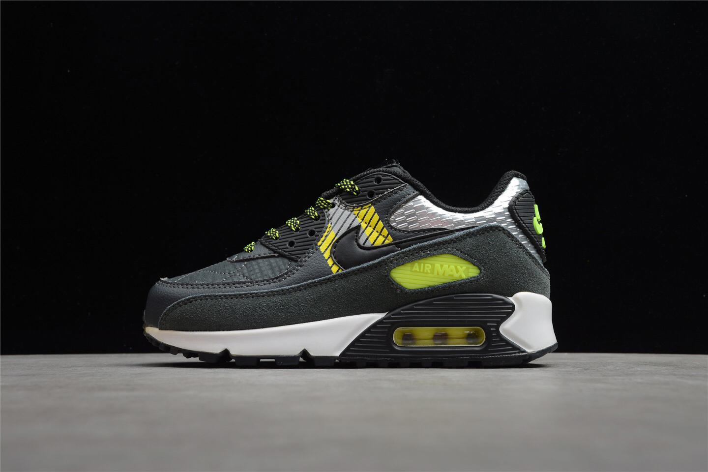 nikeairmax90,nikeairmax90黑白 耐克nikeairmax903m黑绿反光半掌气垫运动鞋